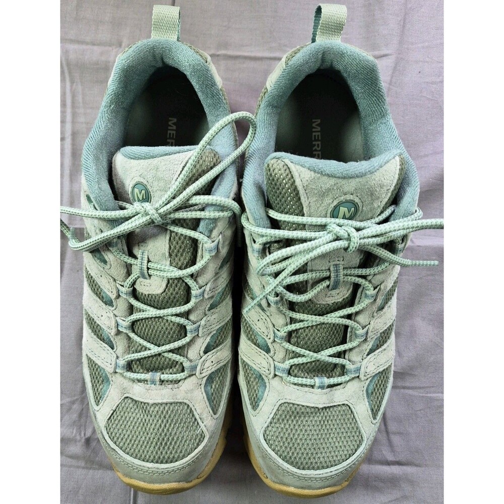 Merrell Moab 3 Mid Hiking Shoes Mens Size 11 Juniper Green Suede Vibram Sole